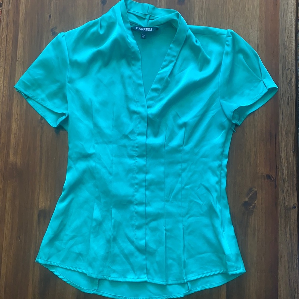 Express Green Silk Blouse